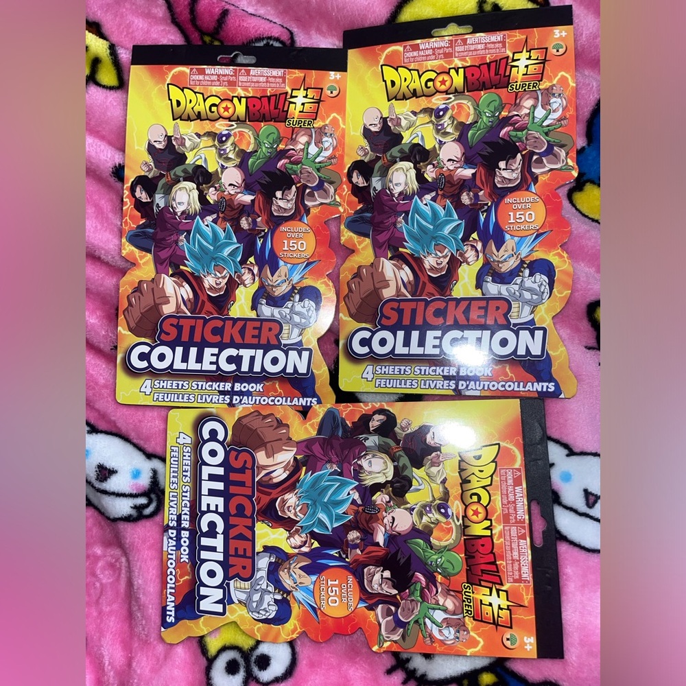 Dragon Ball Z Super 4 Page Sticker Collection 3 Pack Bundle NEW